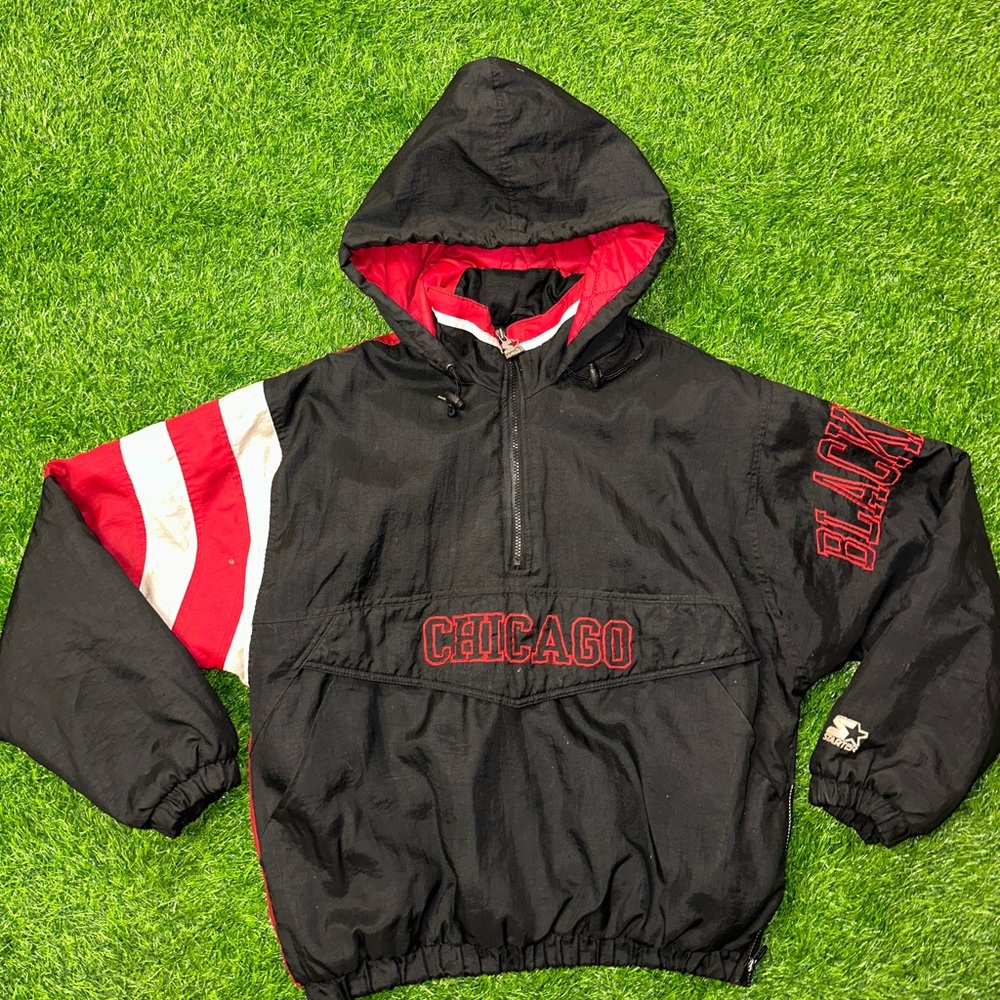 Vintage starter nhl Chicago Blackhawks jacket half zip up jacket size XL
